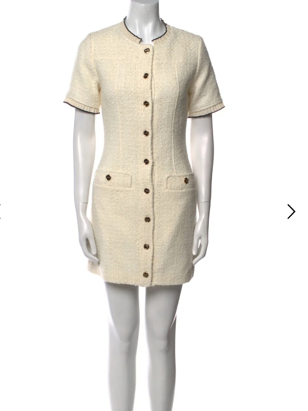 Sandro Paris Molly Tweed Mini Dress Ecru Cream Size 1 / Small